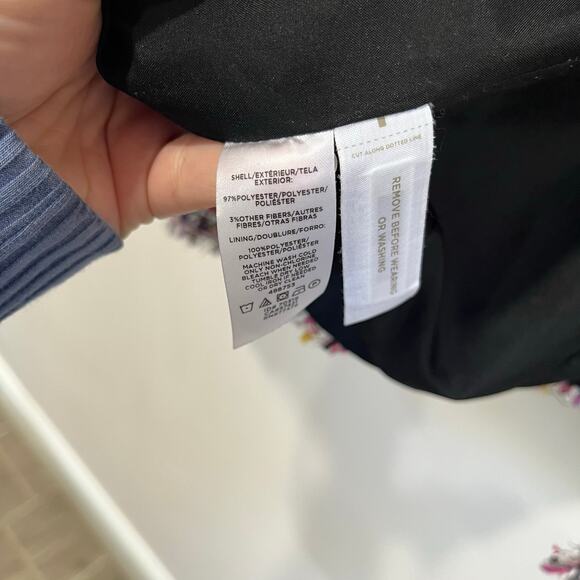 Ann Taylor Multicolor Tweed Blazer Jacket Fringe Trim Size 12 Parisian Chic - Picture 8 of 10